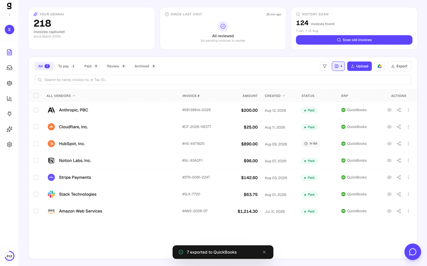 Exportación a QuickBooks en un clic